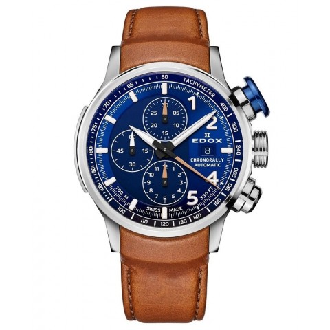 Чоловічий годинник EDOX 01129-TBUCBR-BUBR Chronorally Automatic