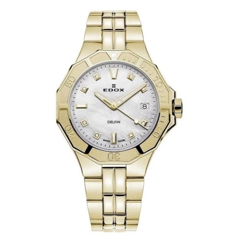 Жіночий годинник EDOX 53020 37JM NADD Delfin The Original Diver Lady Diamonds