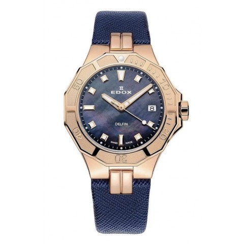 Жіночий годинник EDOX 53020 37RC NANR Delfin The Original Diver Date Lady