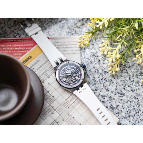Чоловічий годинник EDOX 85303 357BUCAB BUIRB Delfin Mecano Skeleton