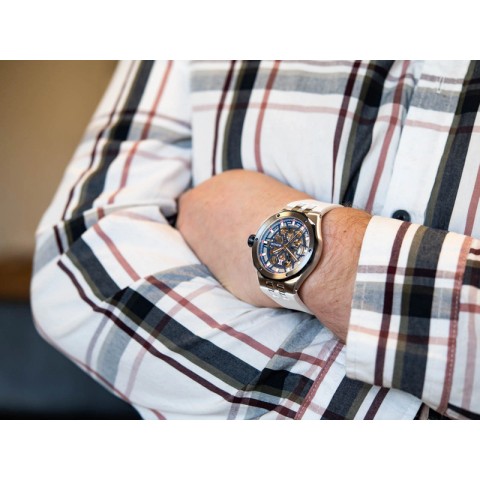 Чоловічий годинник EDOX 85303 357BUCAB BUIRB Delfin Mecano Skeleton