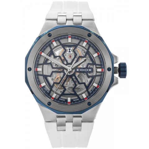 Чоловічий годинник EDOX 85303 357BUCAB BUIRB Delfin Mecano Skeleton