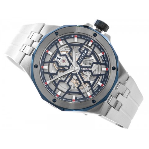 Чоловічий годинник EDOX 85303 357BUCAB BUIRB Delfin Mecano Skeleton
